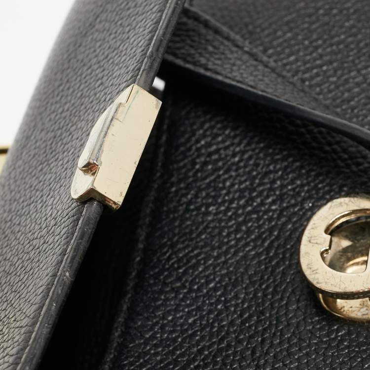 Pre Owned Aigner Black Leather Genoveva Top Handle Bag