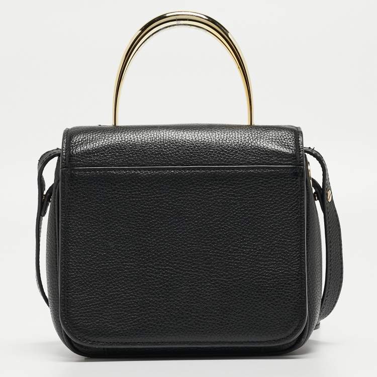 Pre Owned Aigner Black Leather Genoveva Top Handle Bag
