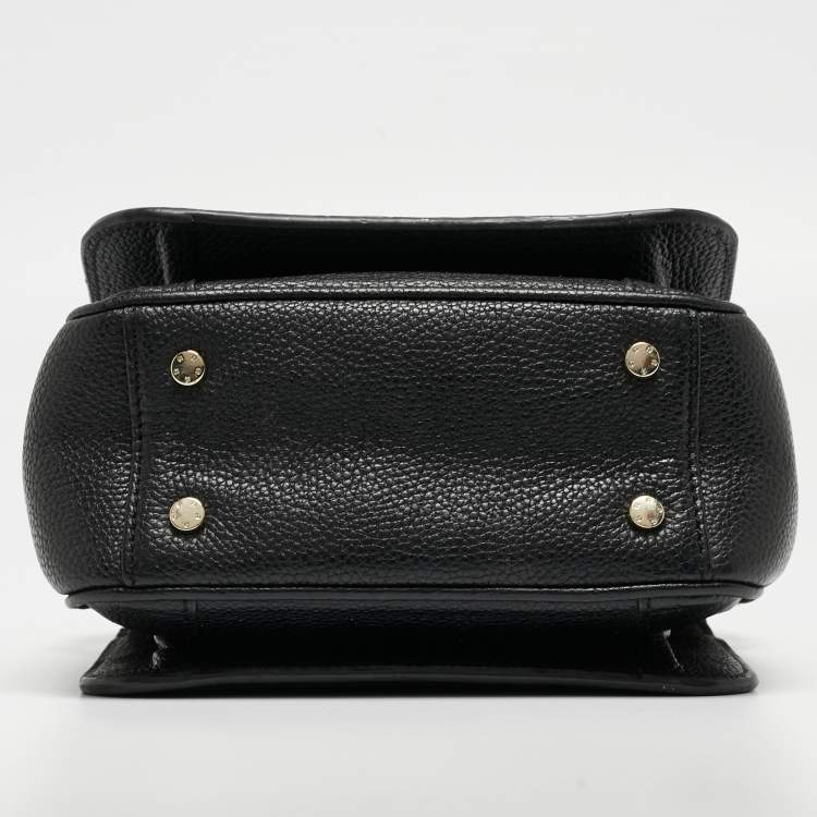 Pre Owned Aigner Black Leather Genoveva Top Handle Bag