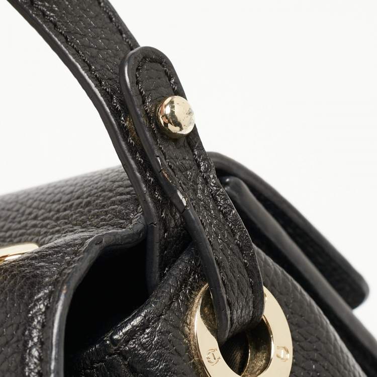 Pre Owned Aigner Black Leather Genoveva Top Handle Bag