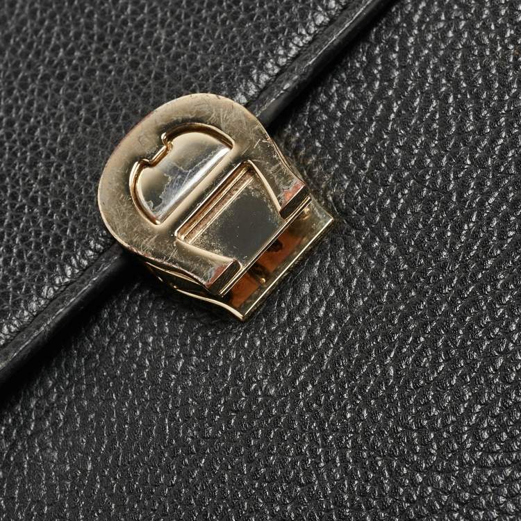 Pre Owned Aigner Black Leather Genoveva Top Handle Bag