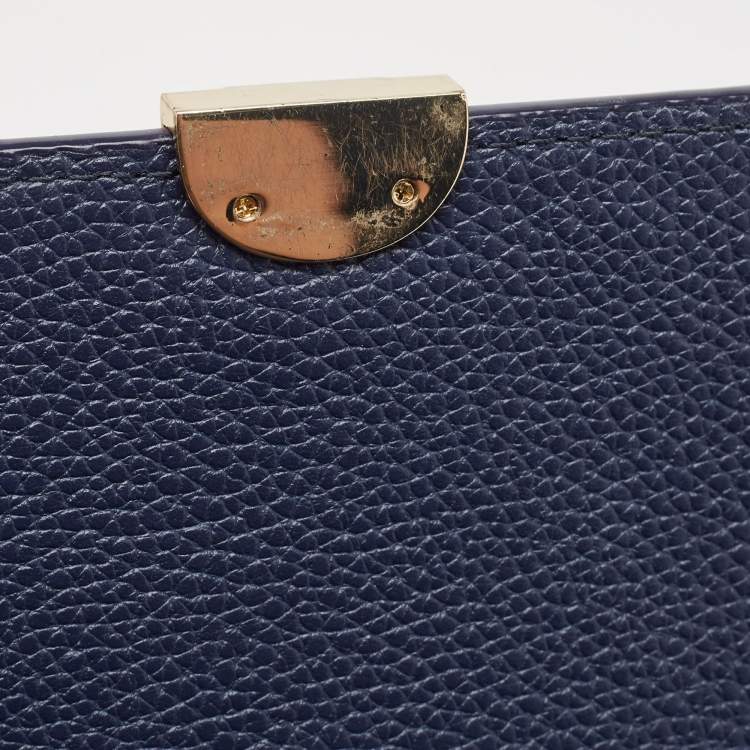 Pre Owned Aigner Navy Blue Leather Genoveva M Top Handle Bag 