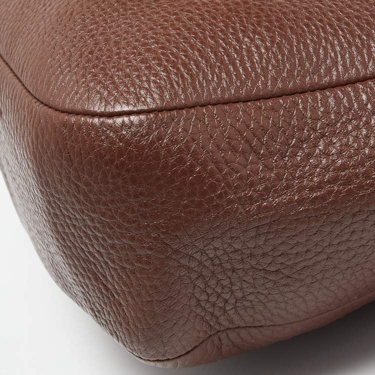 مملوكة مسبقًا Aigner Brown Leather Zip Crossbody Bag