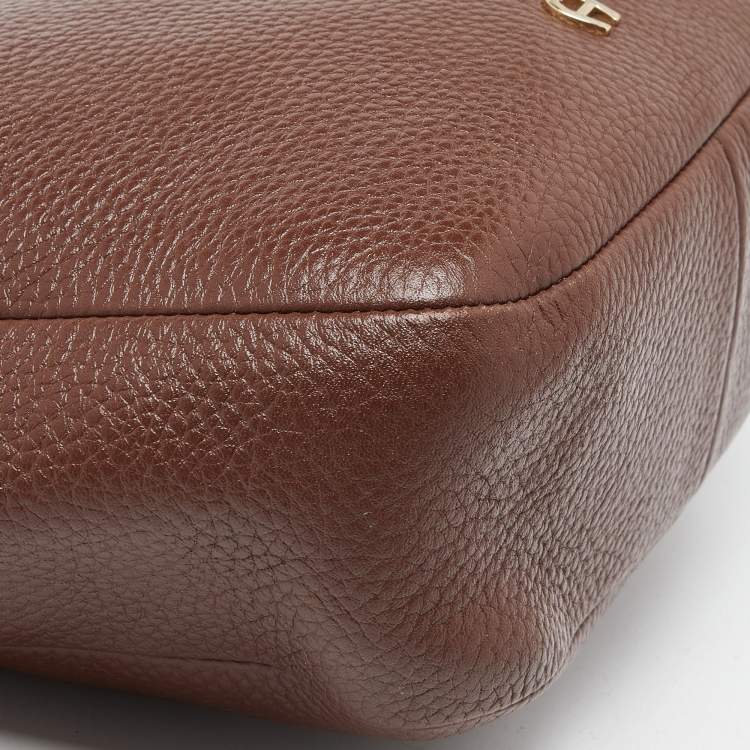 مملوكة مسبقًا Aigner Brown Leather Zip Crossbody Bag