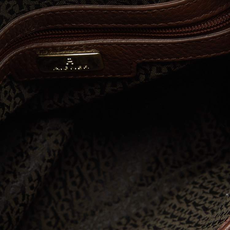 مملوكة مسبقًا Aigner Brown Leather Zip Crossbody Bag