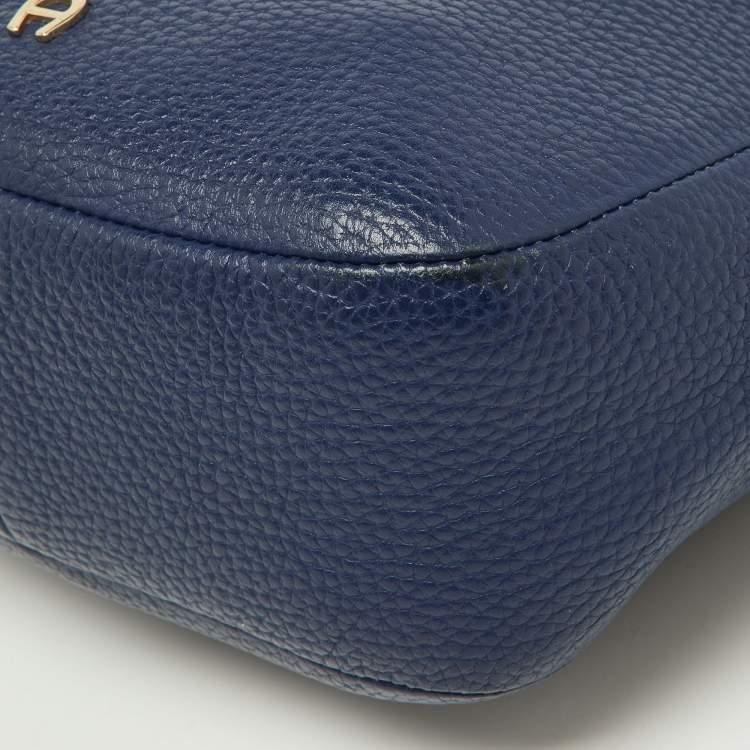Pre Owned Aigner Blue Leather Crossbody Bag