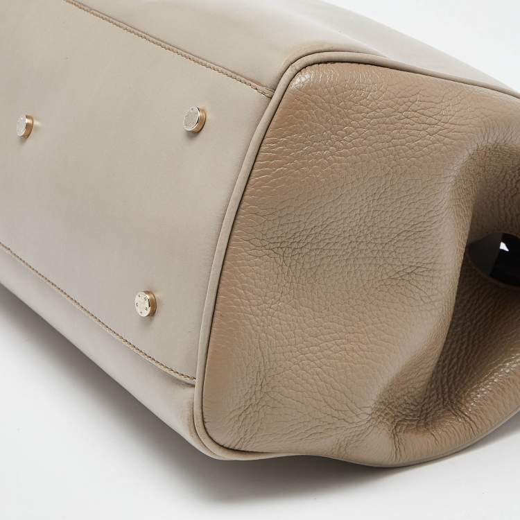 Pre Owned Aigner Beige Leather Frame Tote