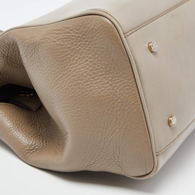 Pre Owned Aigner Beige Leather Frame Tote