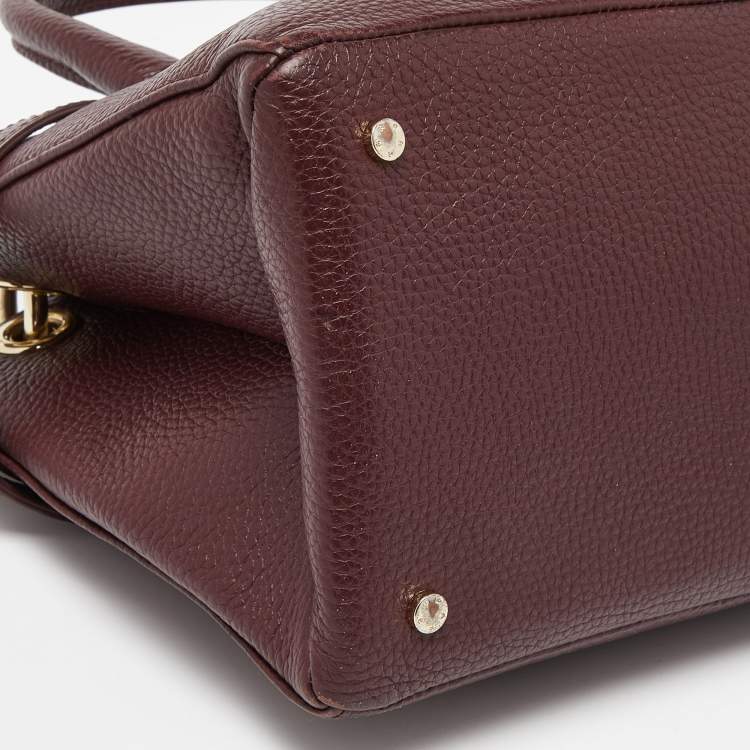 Pre Owned Aigner Maroon Leather Tote