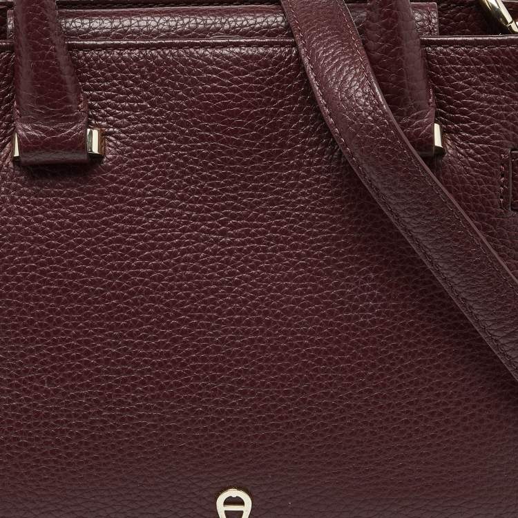 Pre Owned Aigner Maroon Leather Tote