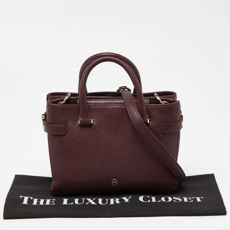 Pre Owned Aigner Maroon Leather Tote