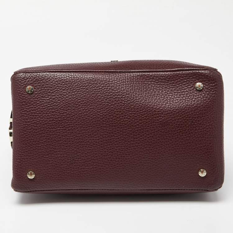 Pre Owned Aigner Maroon Leather Tote