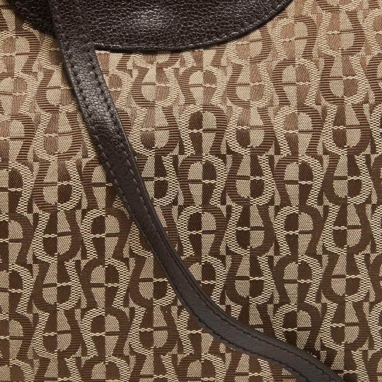 Pre Owned Aigner Brown/Beige Signature Canvas City Shoulder Bag