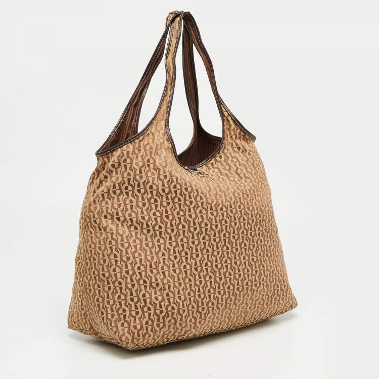 Pre Owned Aigner Brown Signature Canvas Travel Tote