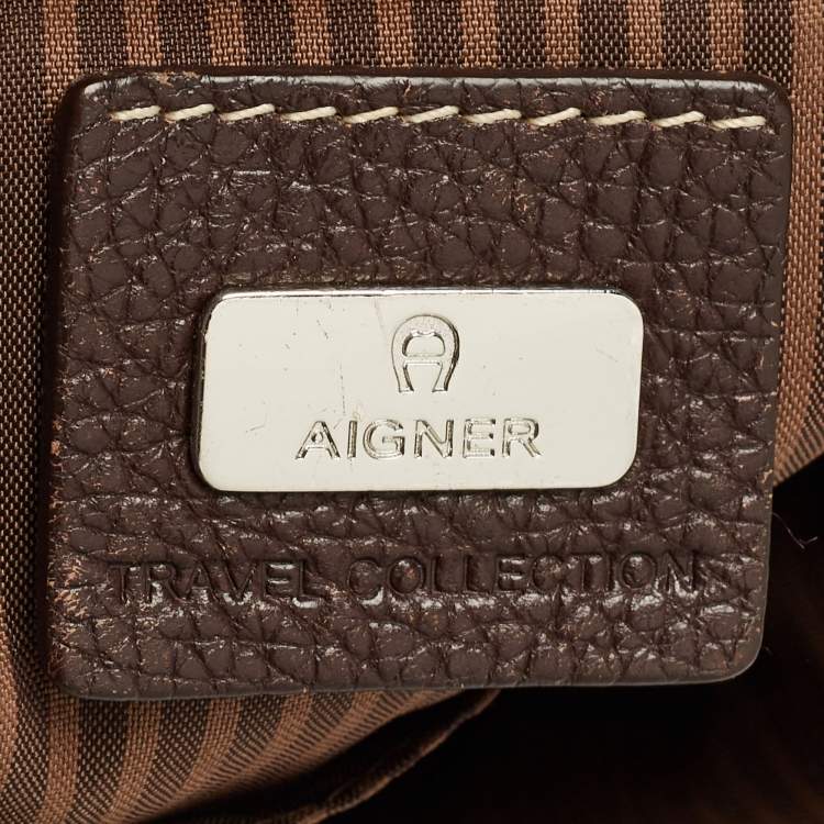 Pre Owned Aigner Brown Signature Canvas Travel Tote