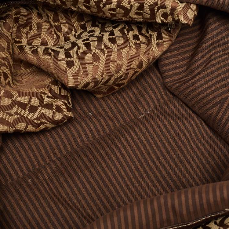 Pre Owned Aigner Brown Signature Canvas Travel Tote