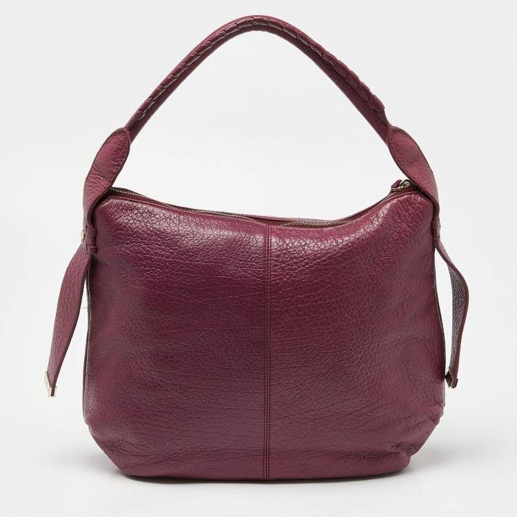 Pre Owned Aigner Pink Leather Zip Hobo