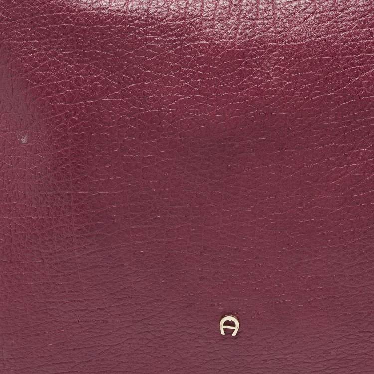 Pre Owned Aigner Pink Leather Zip Hobo