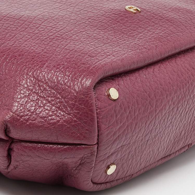Pre Owned Aigner Pink Leather Zip Hobo