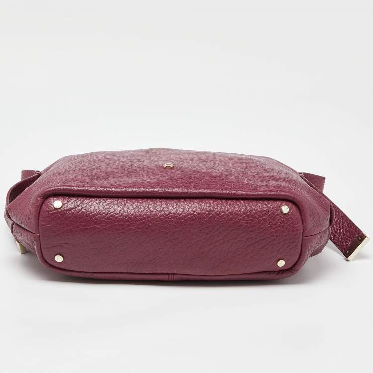 Pre Owned Aigner Pink Leather Zip Hobo