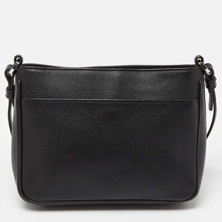 Pre Owned Aigner Black Leather Zip Crossbody Bag