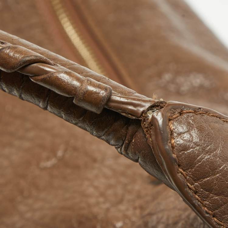Pre Owned Aigner Dark Brown Leather Logo Hobo
