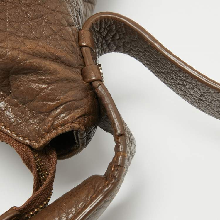 Pre Owned Aigner Dark Brown Leather Logo Hobo