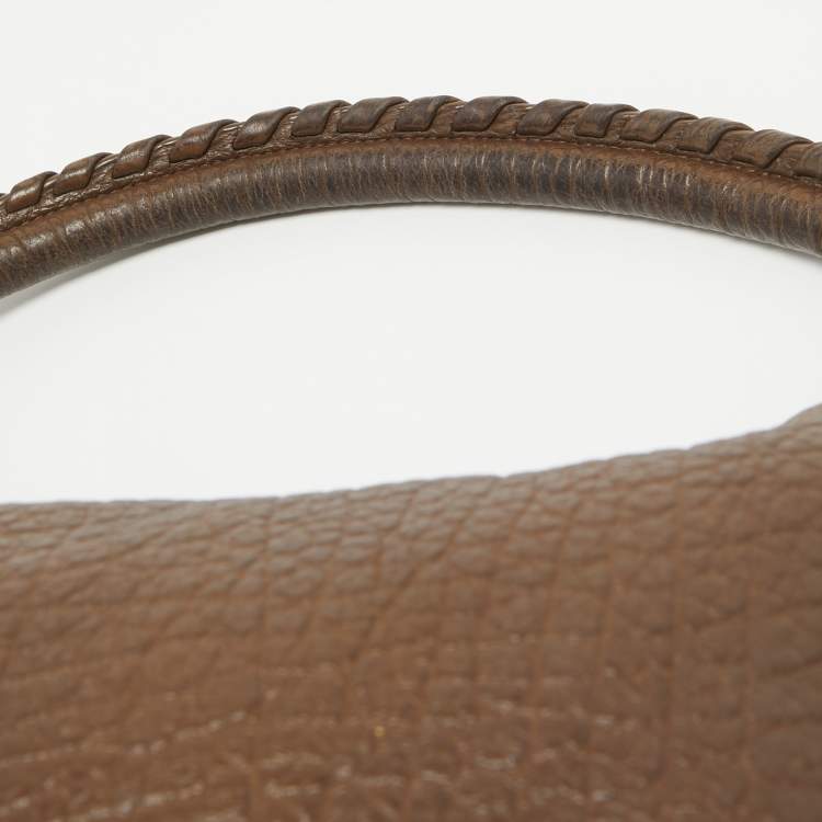 Pre Owned Aigner Dark Brown Leather Logo Hobo