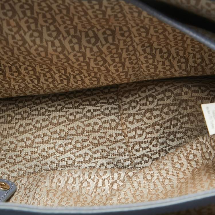 Pre Owned Aigner Blue Embossed Leather Genoveva M Top Handle Bag 