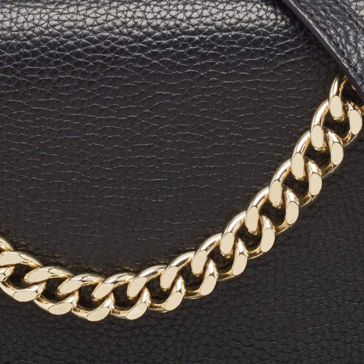 Pre Owned Aigner Black Leather Diadora Shoulder Bag