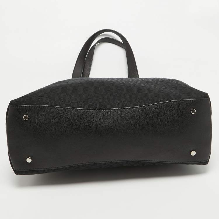 Pre Owned Aigner Black Monogram Canvas and Leather Tote