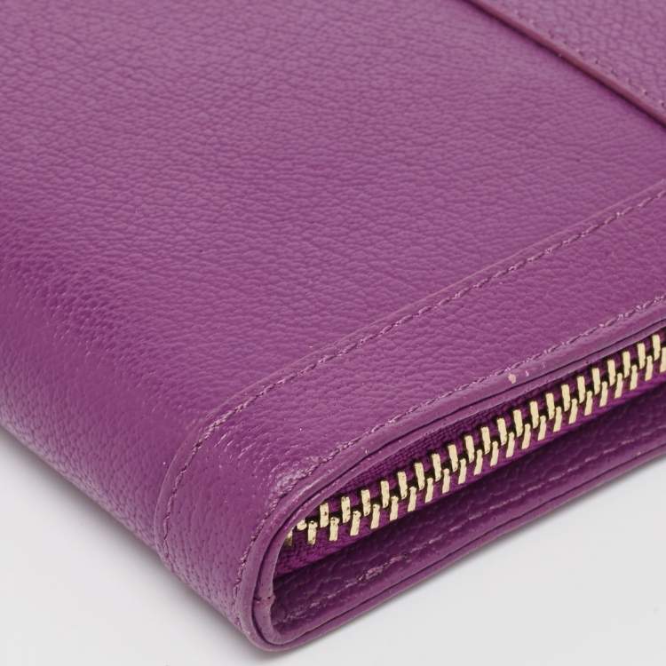 Pre Owned Aigner Purple Leather Cavallina Tassel Continental Wallet