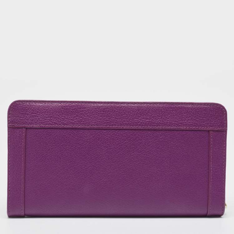 Pre Owned Aigner Purple Leather Cavallina Tassel Continental Wallet