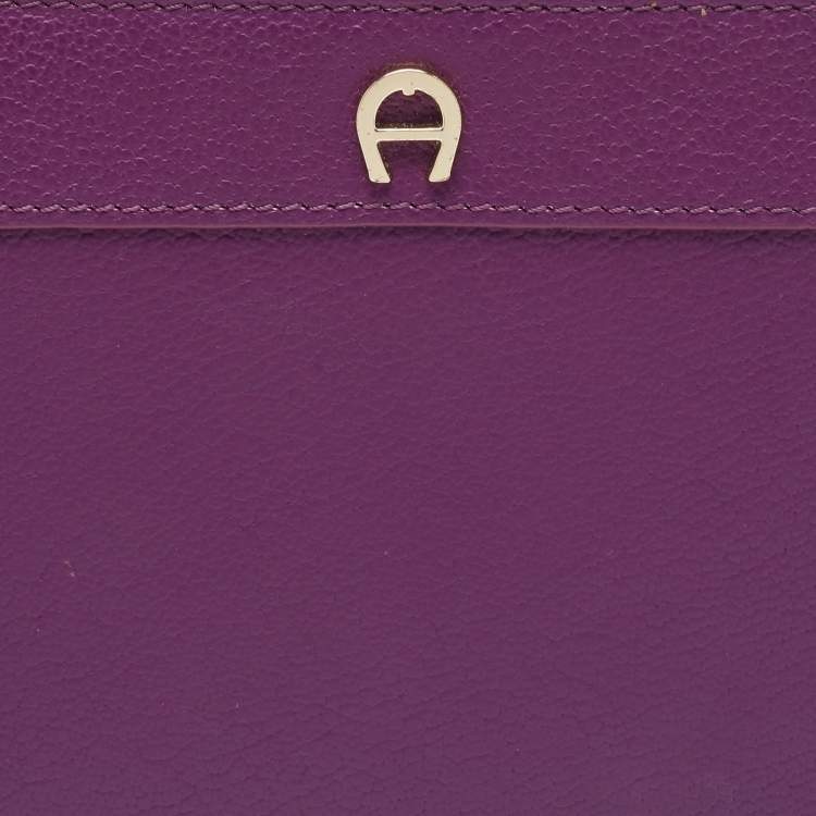 Pre Owned Aigner Purple Leather Cavallina Tassel Continental Wallet