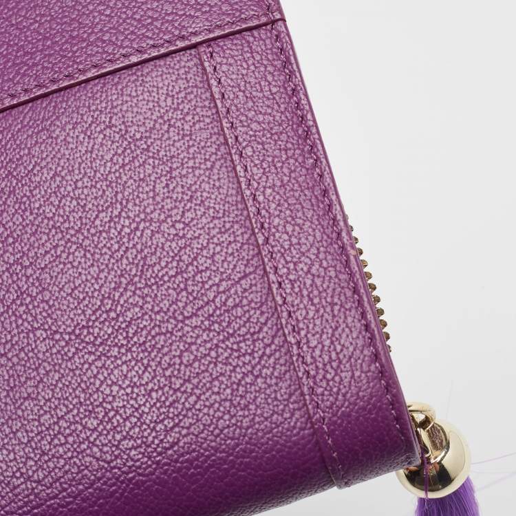 Pre Owned Aigner Purple Leather Cavallina Tassel Continental Wallet