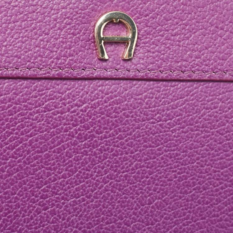 Pre Owned Aigner Purple Leather Cavallina Tassel Continental Wallet