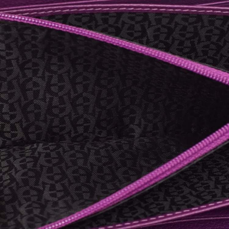 Pre Owned Aigner Purple Leather Cavallina Tassel Continental Wallet