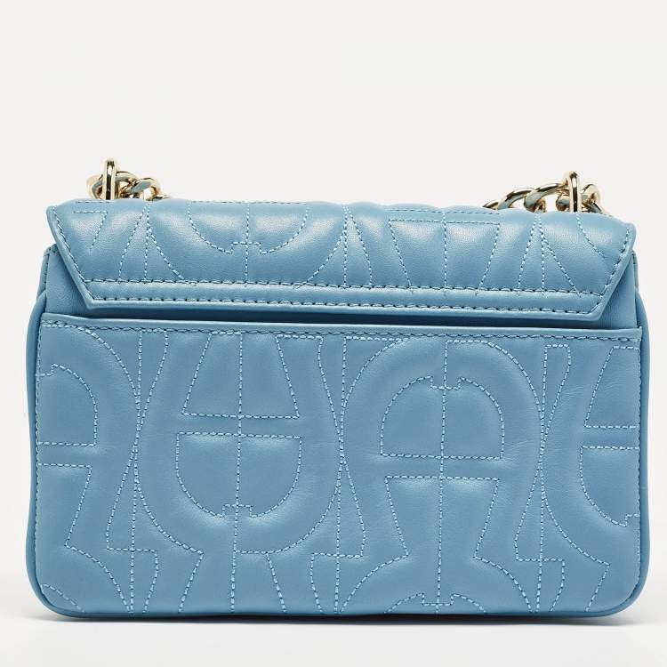 Pre Owned Aigner Blue Quilted Leather Diadora Shoulder Bag