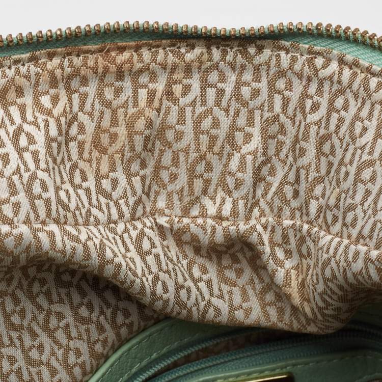 Pre Owned Aigner Mint Green Leather Front Pocket Satchel