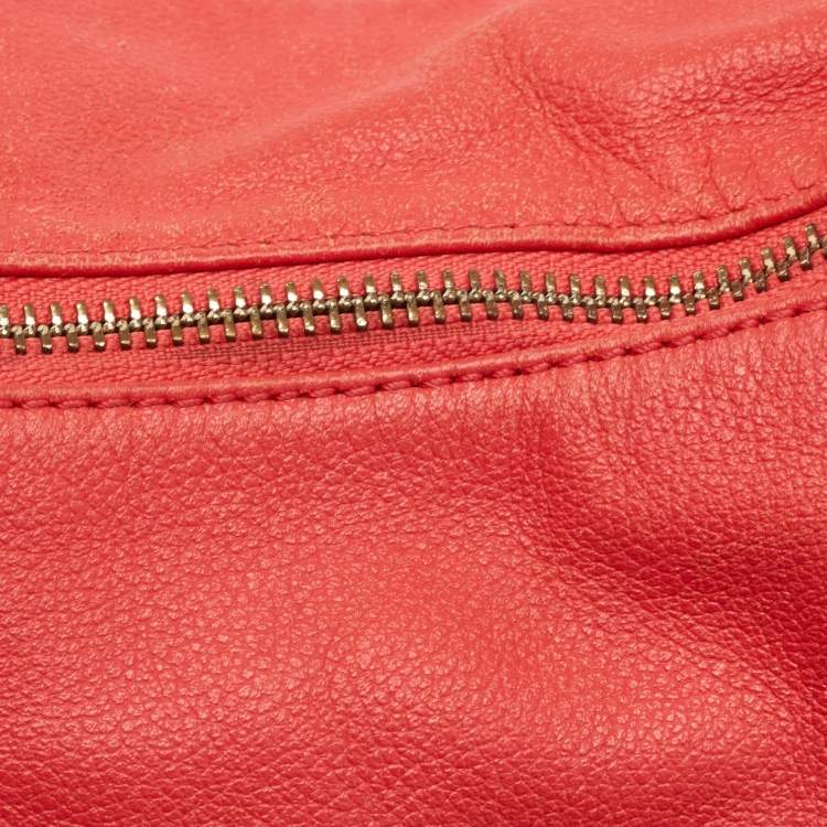 Pre Owned Aigner Coral/Brown Monogram Canvas and Leather Bucket Bag