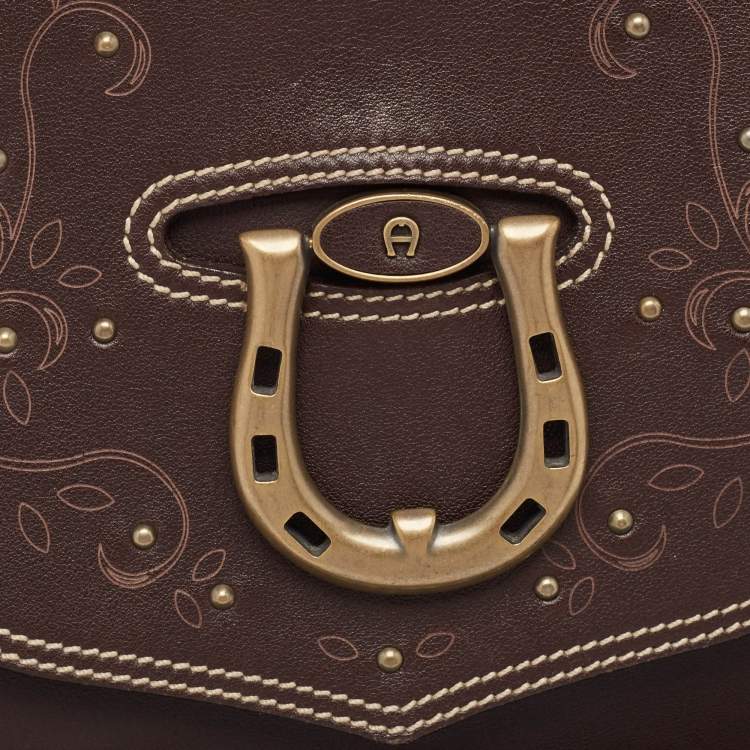 Pre Owned Aigner Dark Brown Leather Fringe Hobo