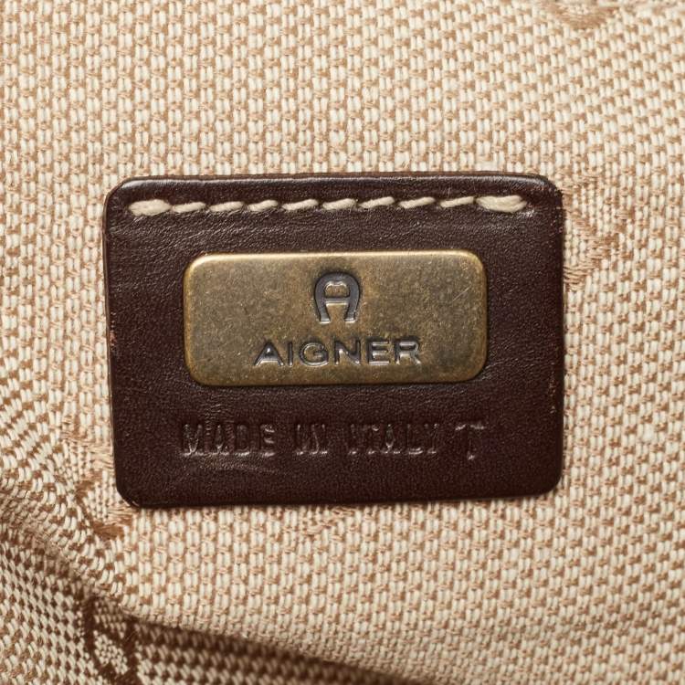 Pre Owned Aigner Dark Brown Leather Fringe Hobo