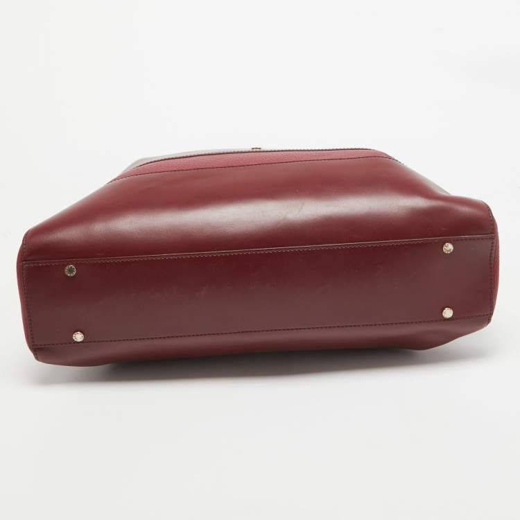 Pre Owned Aigner Burgundy/Red Leather Charm Tote