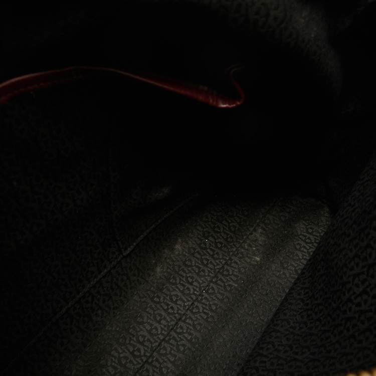 Pre Owned Aigner Burgundy/Red Leather Charm Tote