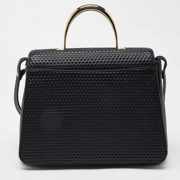 Pre Owned Aigner Black Leather Genoveva Top Handle Bag 