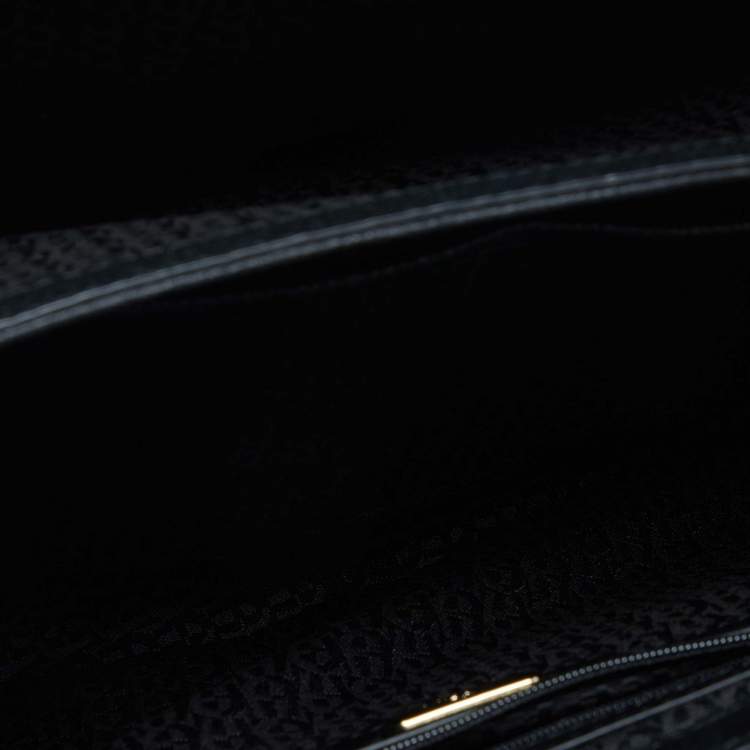 Pre Owned Aigner Black Leather Genoveva Top Handle Bag 