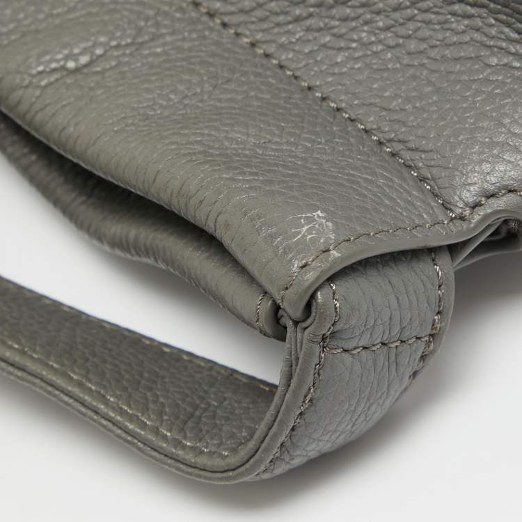 Pre Owned Aigner Grey Leather Tassel Charm Hobo