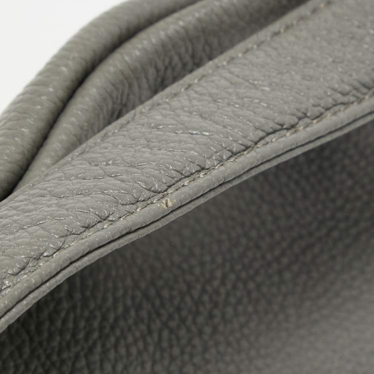 Pre Owned Aigner Grey Leather Tassel Charm Hobo