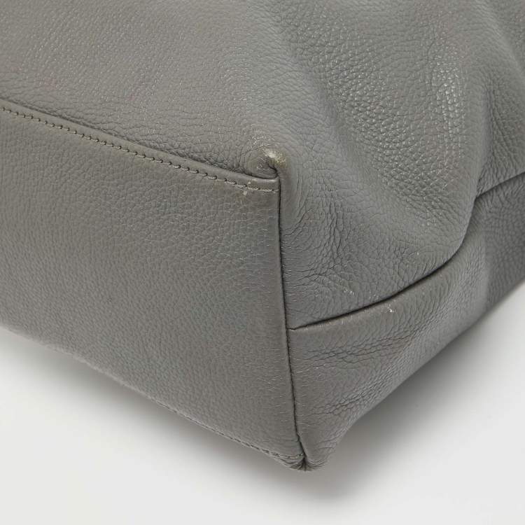 Pre Owned Aigner Grey Leather Tassel Charm Hobo
