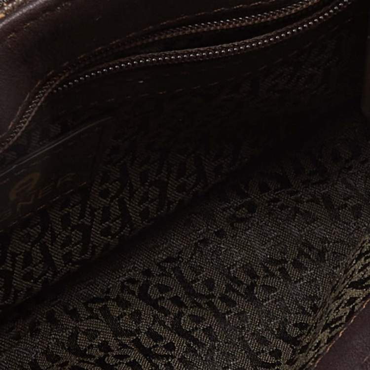 Pre Owned Aigner Brown Coated Canvas and Leather Crossbody Bag